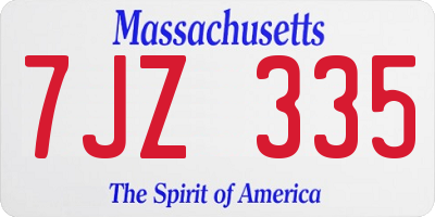 MA license plate 7JZ335