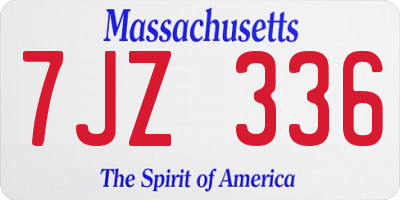 MA license plate 7JZ336