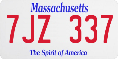 MA license plate 7JZ337