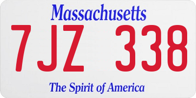 MA license plate 7JZ338