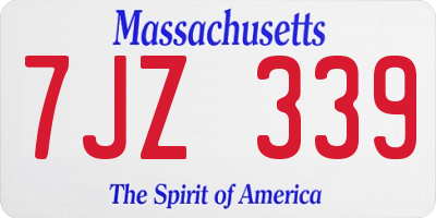 MA license plate 7JZ339