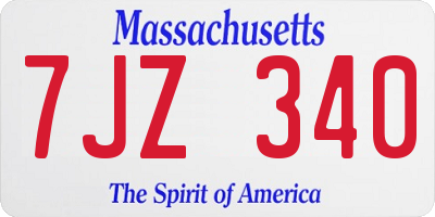 MA license plate 7JZ340