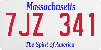 MA license plate 7JZ341