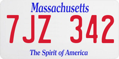 MA license plate 7JZ342
