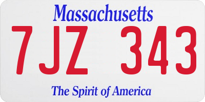 MA license plate 7JZ343
