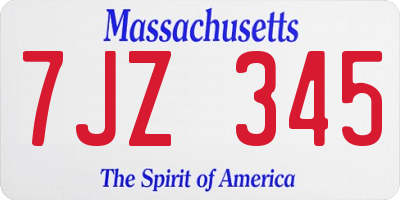 MA license plate 7JZ345