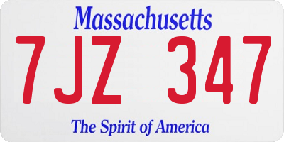MA license plate 7JZ347