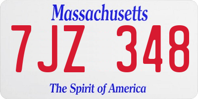 MA license plate 7JZ348