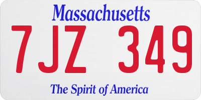 MA license plate 7JZ349