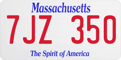 MA license plate 7JZ350