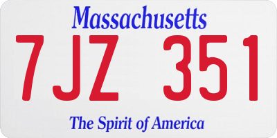 MA license plate 7JZ351