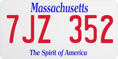 MA license plate 7JZ352