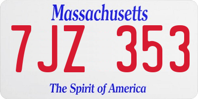 MA license plate 7JZ353