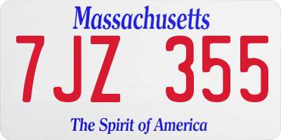 MA license plate 7JZ355