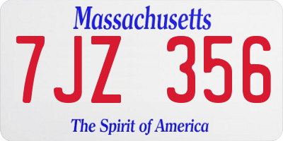 MA license plate 7JZ356