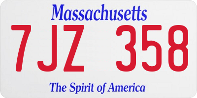 MA license plate 7JZ358