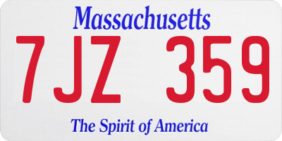 MA license plate 7JZ359