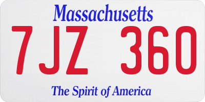 MA license plate 7JZ360