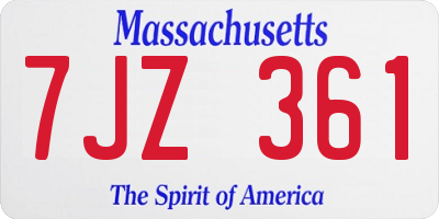MA license plate 7JZ361