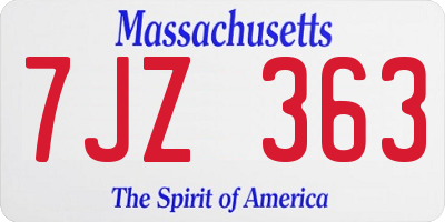 MA license plate 7JZ363