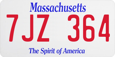 MA license plate 7JZ364