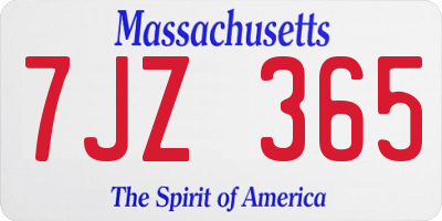 MA license plate 7JZ365