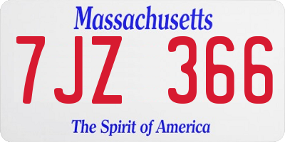 MA license plate 7JZ366
