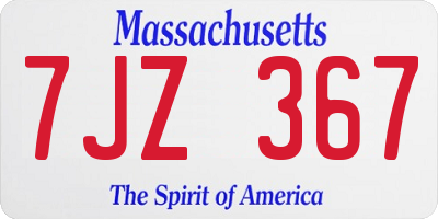 MA license plate 7JZ367