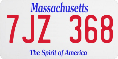 MA license plate 7JZ368