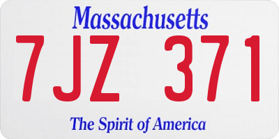 MA license plate 7JZ371