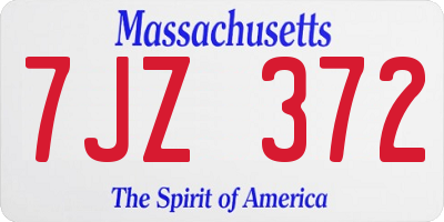 MA license plate 7JZ372