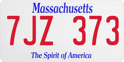 MA license plate 7JZ373