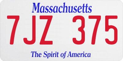 MA license plate 7JZ375