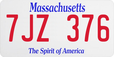 MA license plate 7JZ376