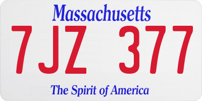 MA license plate 7JZ377