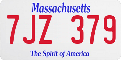 MA license plate 7JZ379