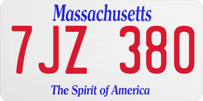 MA license plate 7JZ380