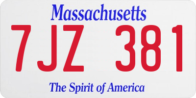 MA license plate 7JZ381