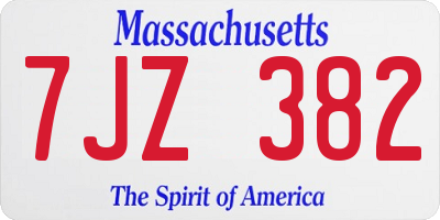MA license plate 7JZ382