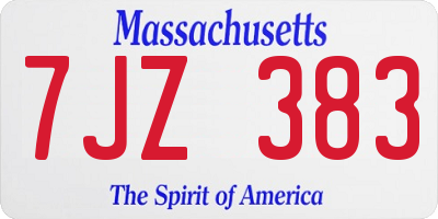 MA license plate 7JZ383