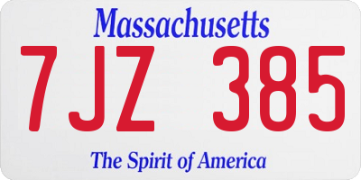 MA license plate 7JZ385