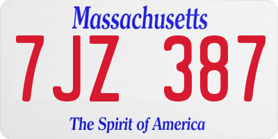 MA license plate 7JZ387