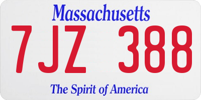 MA license plate 7JZ388