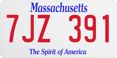 MA license plate 7JZ391