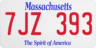 MA license plate 7JZ393