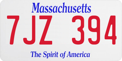 MA license plate 7JZ394