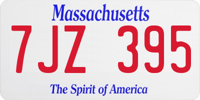 MA license plate 7JZ395