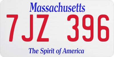 MA license plate 7JZ396