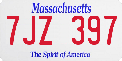 MA license plate 7JZ397