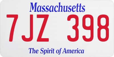 MA license plate 7JZ398